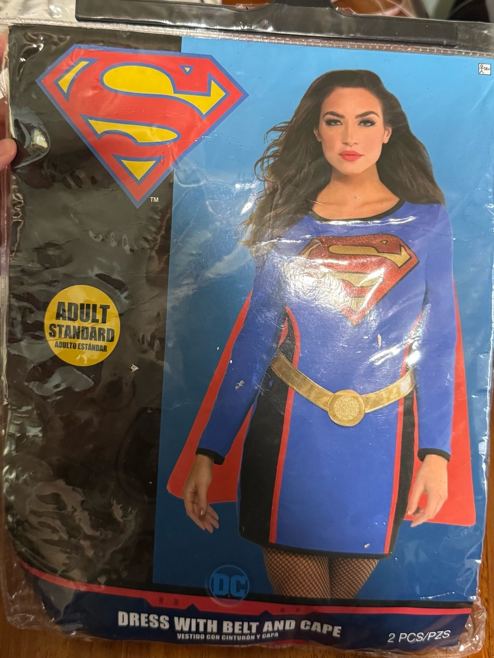 DC Comics Supergirl Adult Standard Costume Dress Belt Cape 2 Pc